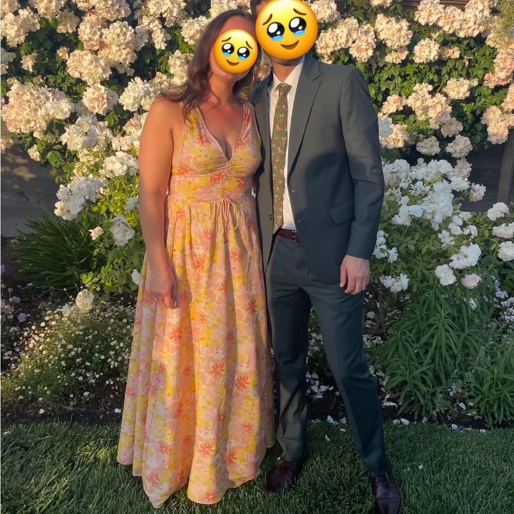 Magali Pascal Miriam Dress Women Medium Pink Yellow Floral Maxi Silk Blend